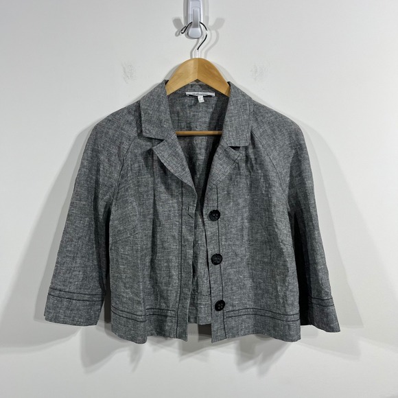 Steilmann Jackets & Blazers - Steilmann Linen Cotton Cropped‎ Jacket 3/4 Sleeve Womens 12 Lagenlook Old Money